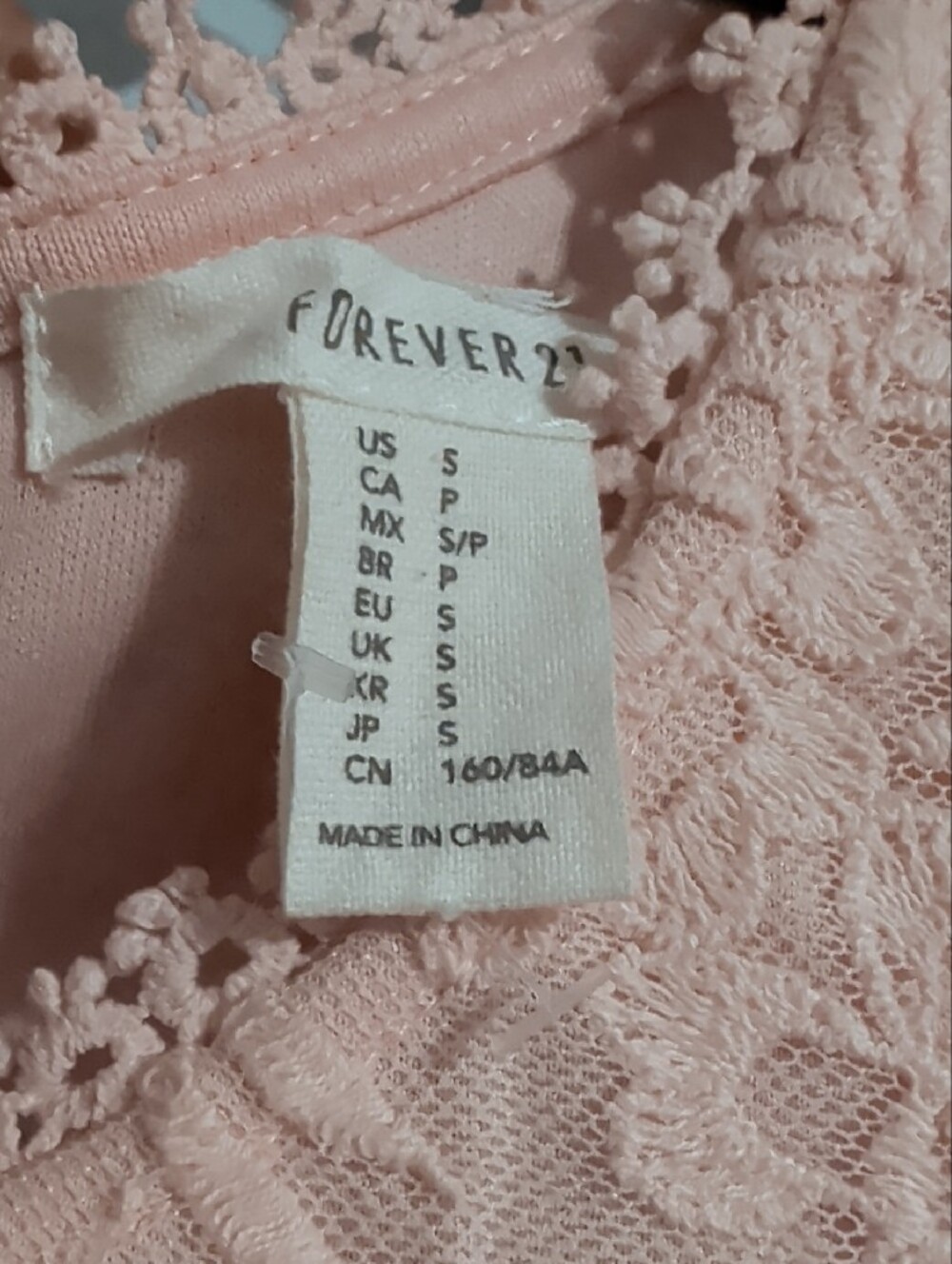 Forever 21 Peach Lace Crochet Hem Crop Top - Picture 2 of 5